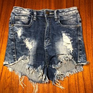 Machine nouvelle distressed cutoff jean shorts